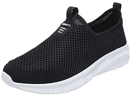 OBiQuzz Moda Verano Hombres Zapatillas Transpirable Malla Plano Cordón Casual Zapatos Zapatos Traseros Abiertos Hombres, Blanco, 47 EU