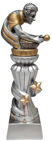 eberin · Der Triumph am Billardtisch: Resin-Billardpokal · Billard Trophäe · Wanderpokal · Billardspieler mit Queue · Billard Pokal mit Wunschtext · Größe 20 cm (OHNE Gravur)