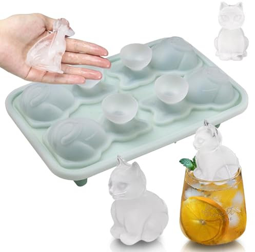 Yorajuy Trays for Freezer,Animal Mold | Easy Release Cocktail Molds, Cat Shape Silicone Ice Mold Tray, Ice Trays for Chilling Drinks