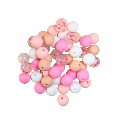 Lot de 50 perles 12mm silicone rose blanc nude