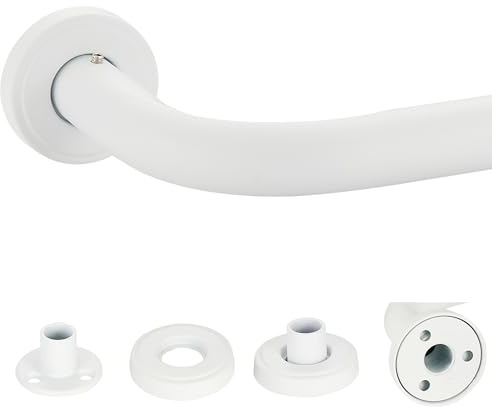 Mayrhyme Gardinenstange zum Umwickeln, matt, Weiß, 2,5 cm Durchmesser, 71,1 bis 142,2 cm, verstellbare Verdunkelungsvorhangstange mit Endstücken aus Zinklegierung und Aluminium-Mittelhalterungen