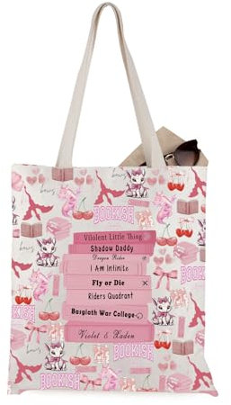 JTOUK Dark Romance Bookish Gift Vilolent Little Thing Book Lover Tote Bag Reading Bookworm Gift, Vilolent Little Tote EU, 13.78 inch x 15.75 inch, Large