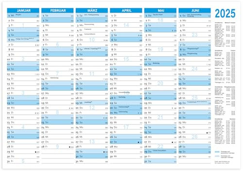 RNKVERLAG 2912/25 - Tafelkalender 2025 im DIN A4 Format quer, 25 Kalender mit Ferienterminen und Wochenzähler aus 250 g/m² Karton