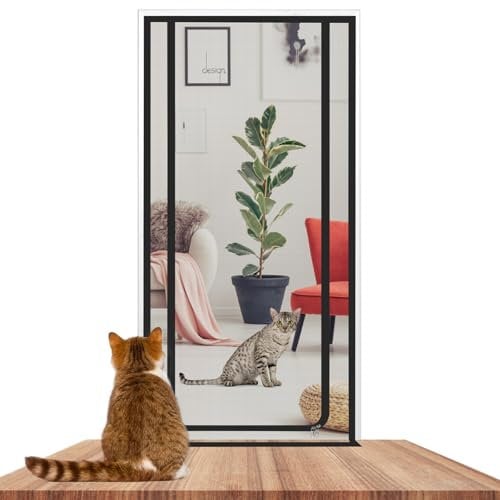 Zanzariera per gatti, dimensioni della porta, 90 cm x 200 cm, spessa, resistente, per cani, gatti, zanzare, divisorio in rete, per soggiorno, cucina, camera da letto, casa, con doppia cerniera