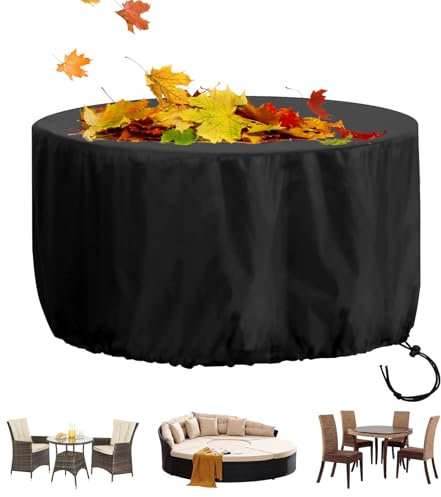 TYPYMY Housse Table de Jardin Ronde,Housse Salon de Jardin Exterieur,Housses pour Mobilier de Jardin,Table de Jardin Imperméable Bâche,Housse Protection Table Jardin Imperméable,50x50cm,Noir
