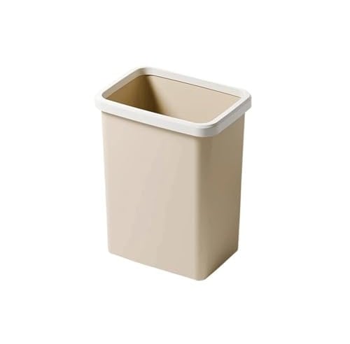 ZENY896V Cubo de Basura Papelera Cuadrada de Material Plástico Adecuada for Salón, Dormitorio, Baño Papelera con Aro de Presión Blanco/Gris/Rosa/Beige Cubo de Reciclaje(Beige)