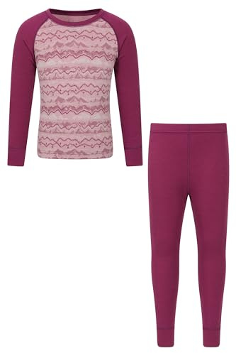 Mountain Warehouse Jacquard Kids Unisex Merino Base Layer Set - Quick Wicking, Quick Drying, Boys & Girls, Baselayer - Best for Camping, Outdoors, Travelling