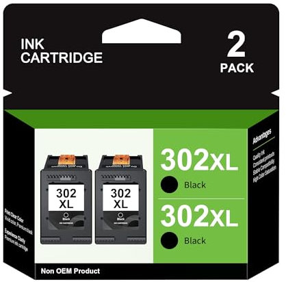 302 XL Schwarz Druckerpatronen Multipack Kompatibel für HP 302 302XL Schwarz Patronen für HP Envy 4520 4522 4524 4525 4527 Officejet 3830 3831 3833 5220 5230 Deskjet 3630 3636 1110 (2 Pack)