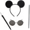 AOVNA 4pcs Blind Mice Set Mouse Ears Headband Black Glasses Tail Blind Cane Mice Costume for Carnival Halloween