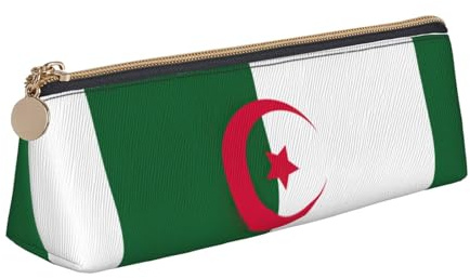 FFCVZAA Trousse à crayons Motif drapeau de l'Algérie pour l'école, l'université, le bureau, les garçons et les filles, fournitures scolaires
