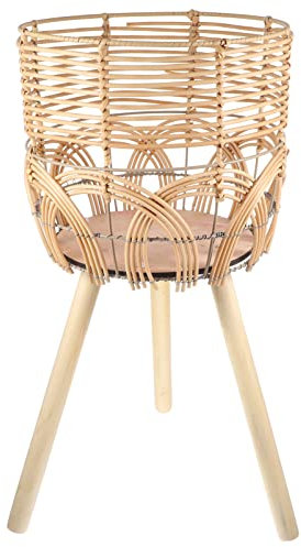 UKCOCO Support pour Pots De Fleurs en Bambou Tissé Grand Format pour Intérieur Et Balcon, Panier De Jardinière Naturel sur Pieds, Support Robuste pour Plantes en Pot, Présentoir Décoratif Polyvalent