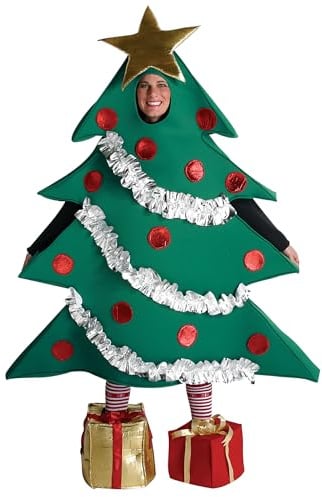 ensswliz Costume de sapin de Noël unisexe pour adulte - Tenue de cosplay avec chaussures cadeaux - Tenues vêtements amusants, a-vert, taille unique