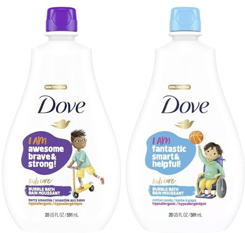 Dove Kids Care Hypoallergenic Bubble Bath Duo Pack with Cotton Candy & Berry, Gentle Daily Skincare for Soft, Smooth, Fun Bath Time with Safe, Nourishing Bubbles