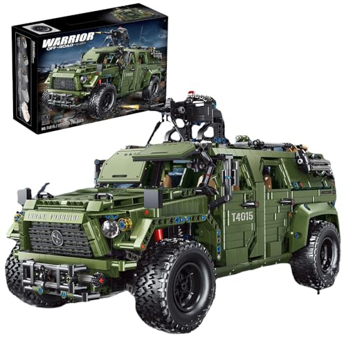 Warrior Militärauto Bausteine Bausatz, 3175 Klemmbausteine 1:8 Technic Geländewagen Armee Modell Truck, Militärspielzeug für Sammlerstück und Erwachsene