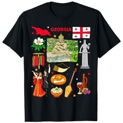Bunte Georgia-Karte, georgische Kultur und Erbe T-Shirt