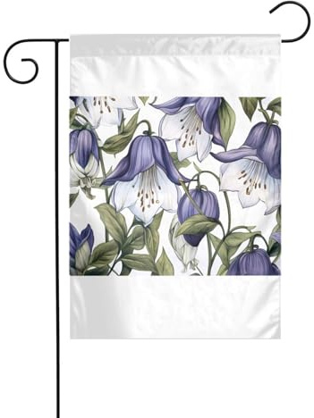 Wzywhj Glockenblumen-Tapete, Muster, Bild, Sommer, Gartenflagge, doppelseitige Dekoration, Innenhof, 30,5 x 45,7 cm