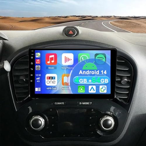 4+64G Android 14 Autoradio Stereo per Nissan Juke 2010-2014 con wireless Carplay Android Auto, 9 pollici Touch Screen Radio Lettore Multimediale con navigazione GPS FM RDS DPS DAB SWC Mirror Link
