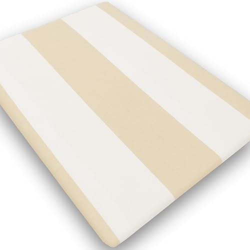SOLOVO Tenda da Sole Righe Bianco Beige Occhielli Frange 145x290 cm