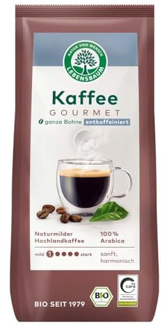 Lebensbaum Gourmet-Kaffee, entkoffeiniert, ganze Bohne, 250g