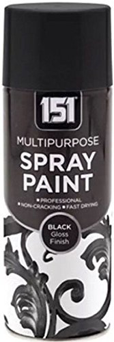 151 Black Gloss Multi-Purpose Aerosol Spray Paint 400ml (2 Pack)