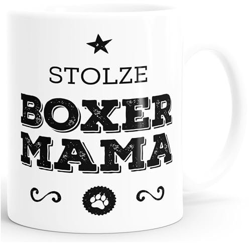 MoonWorks Kaffee-Tasse Stolze Boxer Mama Boxer Besitzerin Hundebesitzerin weiß Unisize