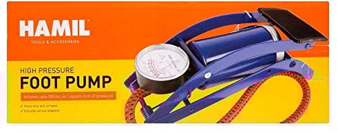 Unibos Foot Pump with Gauge & Adaptor Airbed Car Bike Bicycle Footballs Motorbike Tyres New