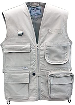 Foxfire Kid's Cargo Explorer Vest for Outdoor, Adventure, Safari and Travel Wear with Pockets, Cotton, Stone, Medium