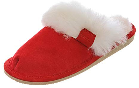 Hollert Damen Lammfell Hausschuhe Malibu Rot Pantoffeln Wohlgefühl - warm, atmungsaktiv 100% Merino Schaffell Echtleder Schuhgröße EUR 38
