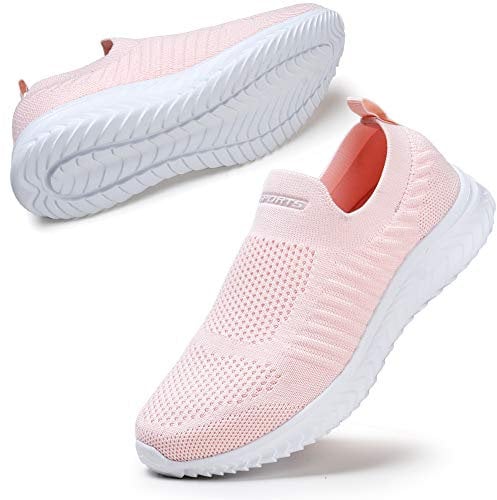 STQ Zapatillas Mujer Caminar Sin Cordones Sneakers Malla Transpirable y Non Slip Ligero Tenis Zapatos Caminar Fitness Atlético Sneakers Rosa 37 EU