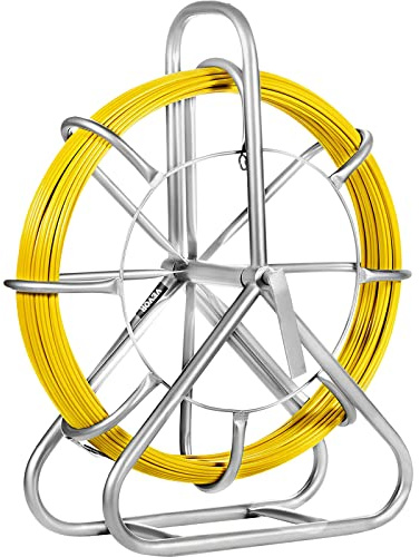 Mophorn Tire-Fil en Fibre de Verre 130m Roue en Fer Jaune 6MM 425FT Câble Fibre De Verre