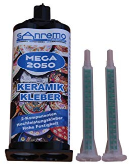 MEGA 2050 KERAMIKKLEBER - schwarz - 50ml Kartusche + 2 Quadro Mischer