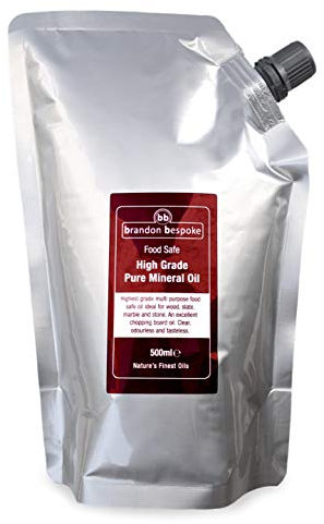 Pure Mineral Oil - Chopping Board Oil - Food Safe - 500ml - for Wood, Slate or Stone - Approved by The British Pharmacopoeia - Fits Through Letterbox