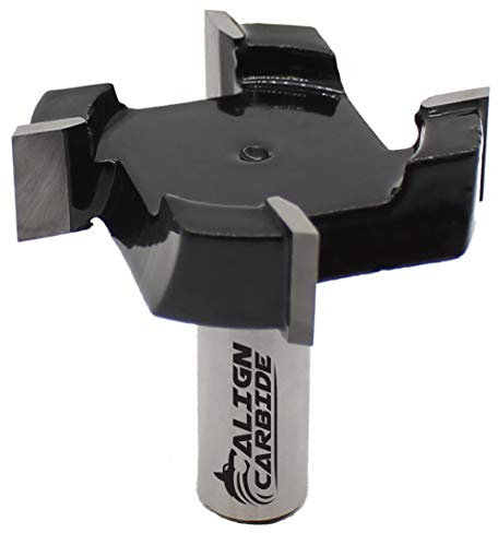 Align Carbide, CNC-Spoilboard-Oberfläche, Plattenfräser Fräser Fasenfräser, 4 Flügel, 2 Zoll Schnittdurchmesser, 1,27 cm Schaft, CNC Router Pro-Serie