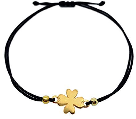 Selfmade Jewelry Armband Damen Kleeblatt Gold Handgemachtes Glücksarmband mit Klee Größenverstellbar Inkl. Geschenk-Verpackung (Gold)