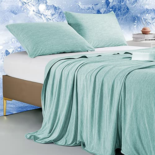 Marchpower Kühldecke 130 x 170cm, leichte Sommerdecke mit Japanische Arc-Chill 3.0 Q-Max>0.5 Kühlfasern, Absorbiert Körperwärme, 2-in-1 doppelseitig als Kinderdecke Sofadecke Reisedecke - Grün