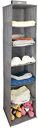 Wistows 6 Tier Hanging Shelves Wardrobe Hanger Rail Fabric Storage Organiser