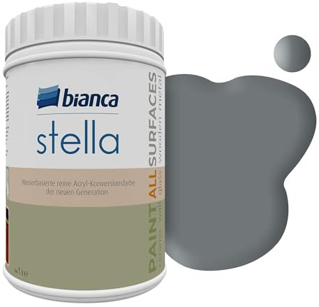 Bianca Stella Wasserbasierte Reine Acrylfarbe - Tortum, 1 L - Hochwertige Farbe für Möbel, Wände und Beton, für alle Oberflächen, ideal für DIY, Handwerker und Profis