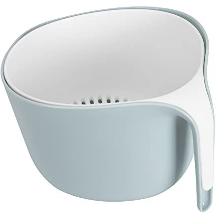 Kesntto Set 2 in 1 di Scolapasta Con Ciotola, Scolapasta Plastica con Manico, Cestello in Plastica per Il Lavaggio di Verdure, Scolapasta per Frutta Scolata e Staccabile a Doppio Strato