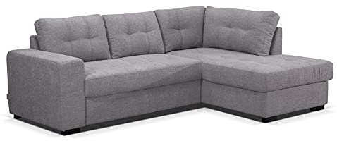 Tesla Dreams Ecksofa TRENDY Ecksofa mit Schlaffunktion, Schlafsofa, Eck Couch Bettfunktion, 2-Sitzer-Longchair Rechts, L Form Sofa (240 x 170 Rechts, Grau)