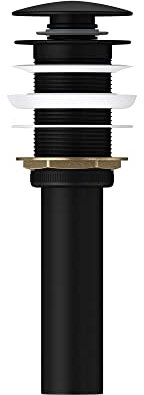 Mai & Mai Ablaufgarnitur Waschbeckenstöpsel schwarz Push Up Abfluss Ventil ohne Überlauf Durchmesser: 6,6cm, Fingerdruck-Öffnungsfunktion