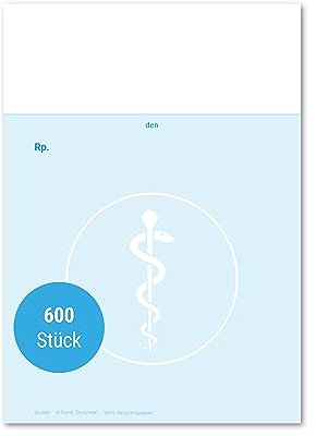 Bloc-notes de recettes de médecin et privé vierges | Recette médicale sous forme de bloc à colle | DIN A6 | 6 blocs de 100 feuilles | 600 feuilles