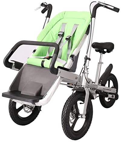BOTOWI Kinderwagen dient auch als Fahrrad/Dreirad, Fahrrad mit Kinderautositz, Mutter- und Babyfahrrad, Eltern-Kind-Fahrrad, guter Helfer mit Baby, ideal zum Einkaufen, Reisen,Grün