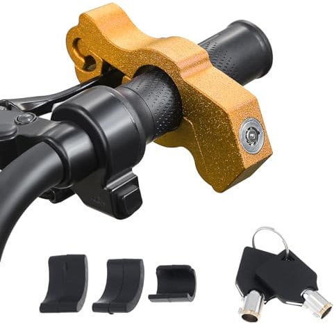 Windance Motorcycle Handlebar Grip Lock,Throttle Clutch Brake Lever Lock, Anti Theft 2 Keys to Secure Your Motorcycle Bike ATV Moped Scooter in Under 5 Seconds (Yellow, L)