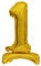 NEU Folienballon Geburtstagszahl Luft & Helium Mini Zahl 1 mit Standfuß Gold, ca. 38 cm