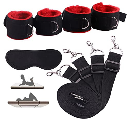 PIIKNUO BDSM Kit Bondage, Premium Menottes Sex Adulte Lit, Fouet Sex Adulte, Jeux Couple, kit BDSM, Jeu Couple, BDSMS Set Couple
