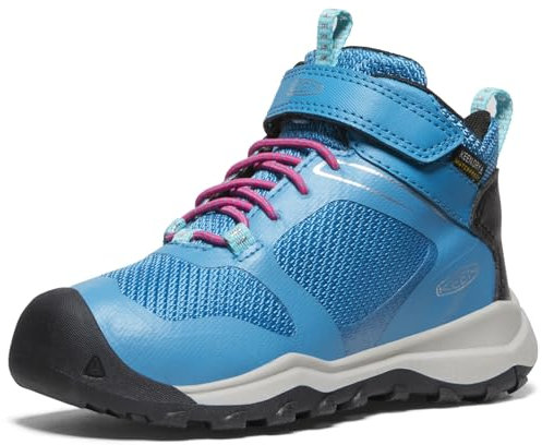 KEEN Unisex-Child Wanduro Mid Waterproof Hiking Boots, Fjord Blue/Fuchsia Purple, 32/33