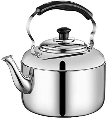 Stainless Steel Thickened Whistling Tea Kettle, 4L 5L 6L Stovetop Tea Pot, Fast Boiling Heat Water Tea Pot, Flat Bottom Whistling Kettle Induction Cooker Gas Stove General Purpose Kettle-6L