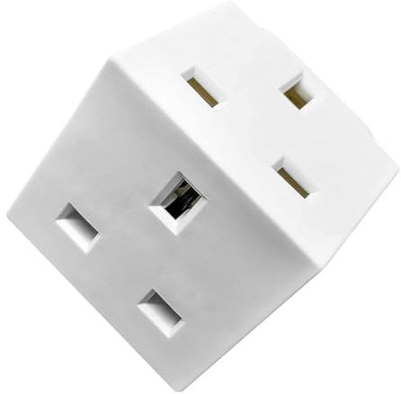 LUXFAB 2 Way Double Plug Adaptor 3 Pin Power Adapter Plug Splitter 13A Multi Plug Adaptor 2 Way Plug Adapter UK Cube Electric Double Adapter Plug UK Wall Plug (2 Way (Pack of 1))