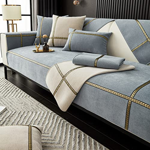 TUCVZVO Sofabezug Sofa Überzug Sofa Couch Cover Anti-Slip, Waschmaschinenfest Sofabezug 1 2 3 4 Sitzer L Form Ecksofa, Sofaschoner rutschfest Für Hunde Pets,Grau,1 pc 90x210cm
