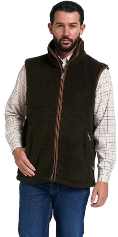 JACK PYKE Countryman Chunky Fleece Gilet Dark Olive